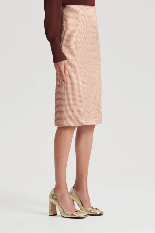 Skirts Scanlan Theodore Women TINSEL GINGHAM SKIRT ROSEGOLD