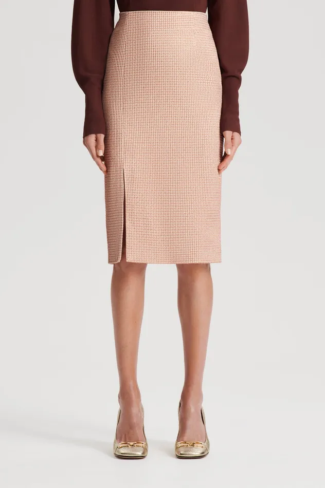 Skirts Scanlan Theodore Women TINSEL GINGHAM SKIRT ROSEGOLD