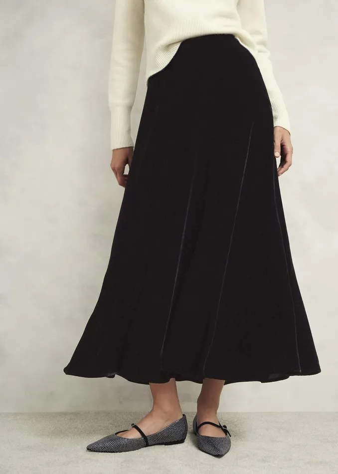 Skirts Women HOBBS Charteris Velvet Skirt Black
