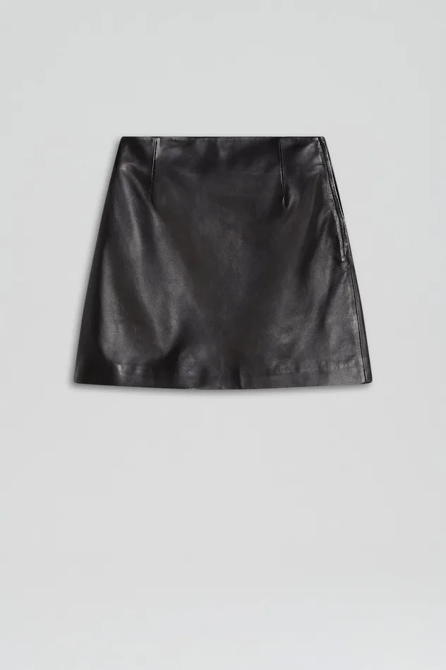 Skirts Women LEATHER SHORT SKIRT BLACK Scanlan Theodore