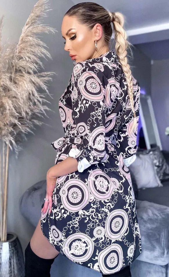 Sofia Button Printed Shirt Dress Women Missfiga Midi Dresses