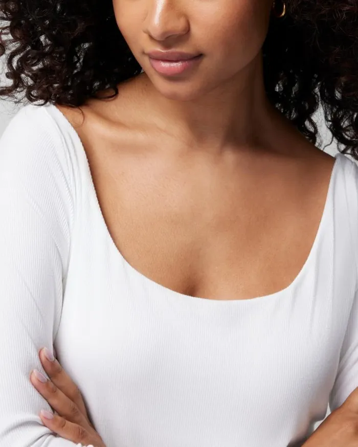 Soma Body Ribbed LongSleeve ScoopNeck Bra Top Black Women Tops and Bodysuits