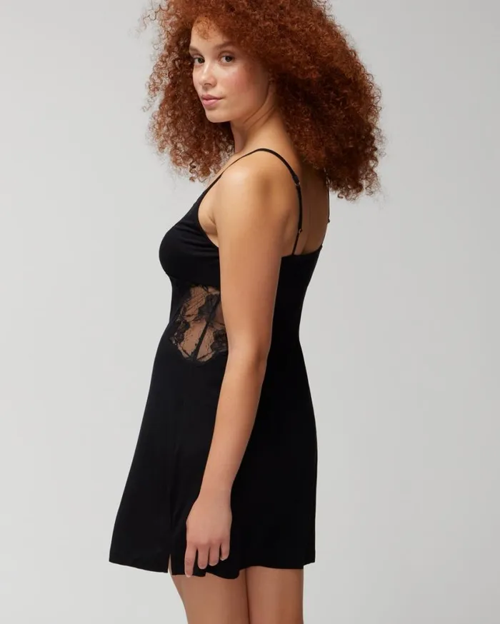 Soma Cool Nights Lace Chemise Black Women Matching Sets and Separates
