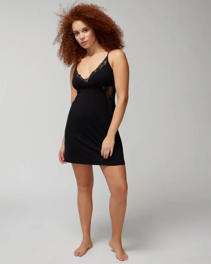 Soma Cool Nights Lace Chemise Black Women Matching Sets and Separates