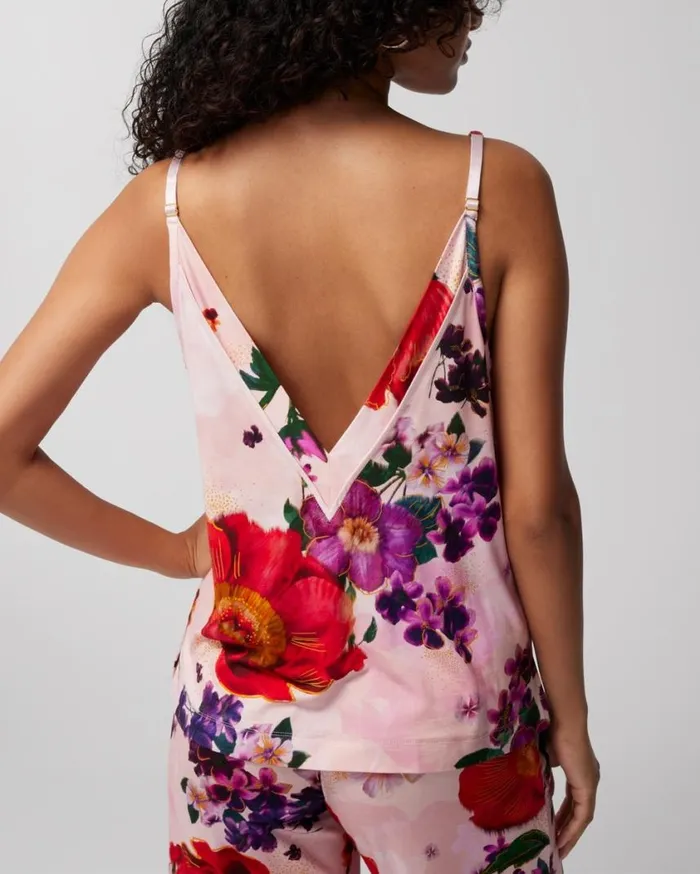 Soma Cool Nights Sleep Cami Drama Blooms Pretty Pink Women Pajama Tops