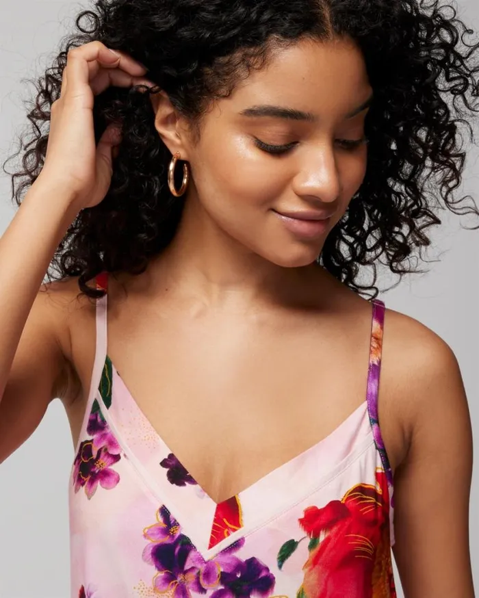 Soma Cool Nights Sleep Cami Drama Blooms Pretty Pink Women Pajama Tops