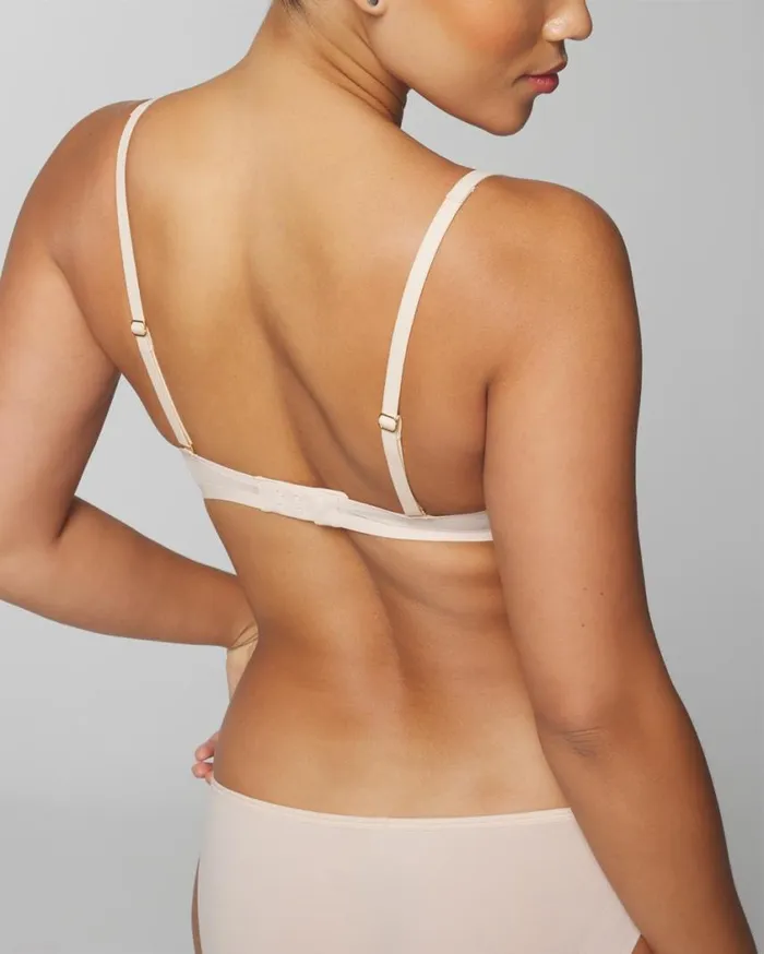 Soma Lightly Lined Plunge Bra With Lace Pale Sand Women Bras