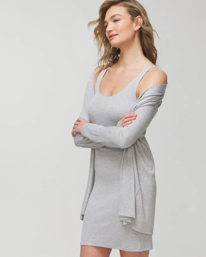 Soma Lightweight Rib Knit Tank Chemise Heather Opal Gray Women Matching Sets and Separates