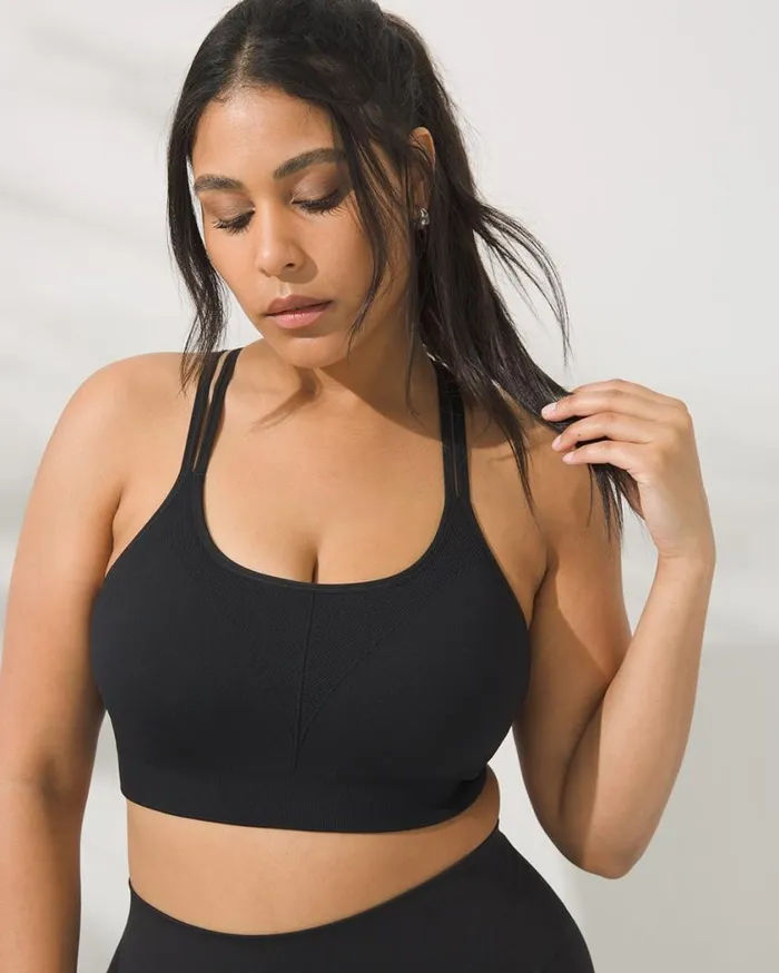 Soma Seamless Strappy Back Sport Bra Black Women Bras