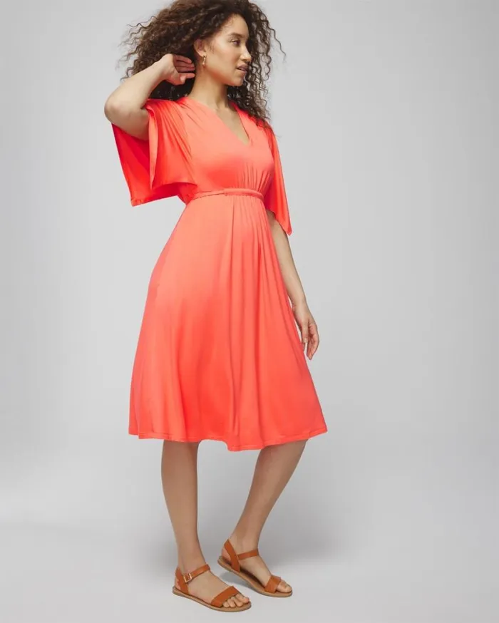 Soma Soft Jersey Flutter Sleeve Short Bra Dress Black Women Short Dresses