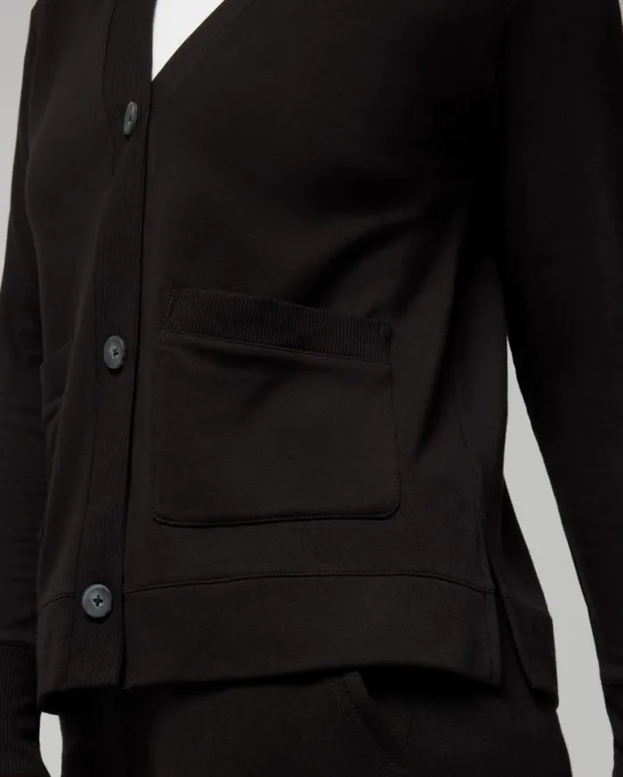 Soma Ultra Soft Fleece Relaxed Cardigan Black Women Sweaters and Jackets