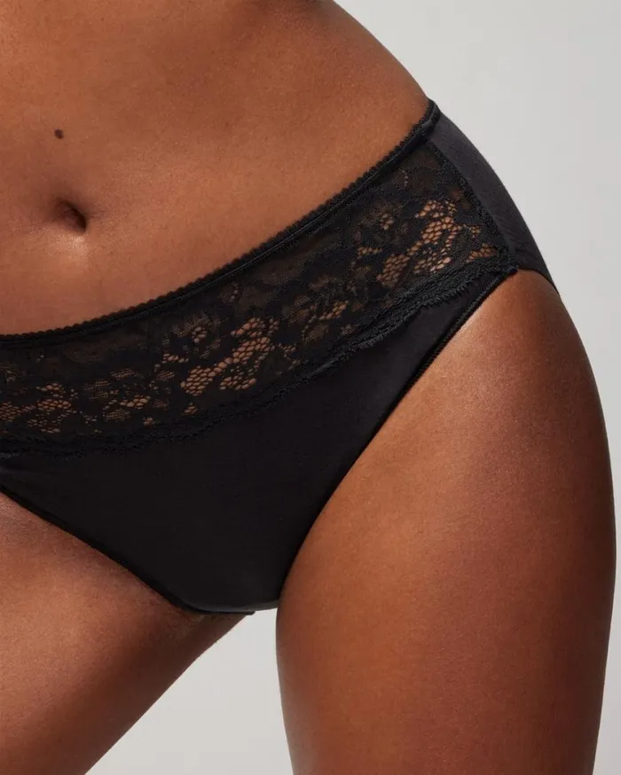 Soma Vanishing Edge Cotton Blend WLace High Leg Poet Pink Women Panties