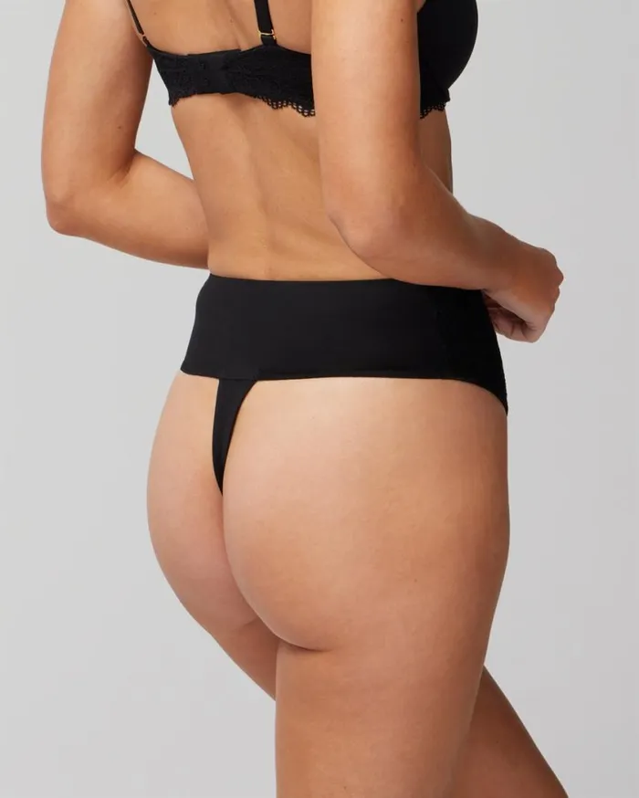 Soma Vanishing Tummy Retro Thong With Lace Creme Brulee Women Shapewear