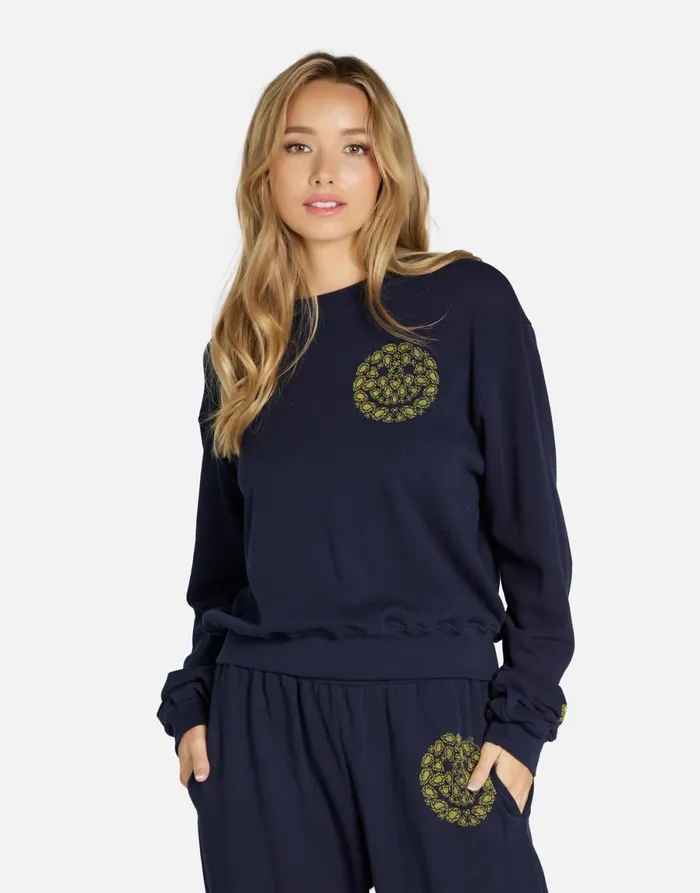 Spalding Diamond Happyface Navy Women039s Lauren Moshi Long Sleeve