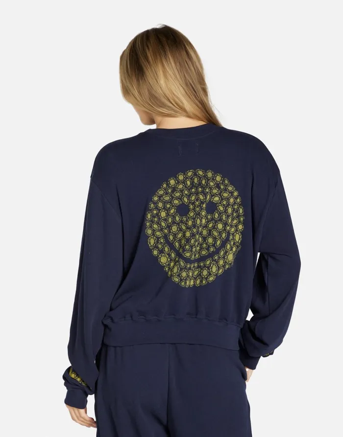 Spalding Diamond Happyface Navy Women039s Lauren Moshi Long Sleeve
