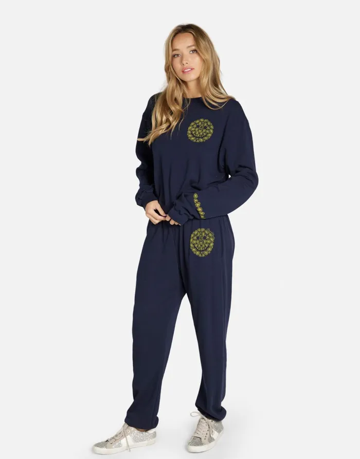 Spalding Diamond Happyface Navy Women039s Lauren Moshi Long Sleeve