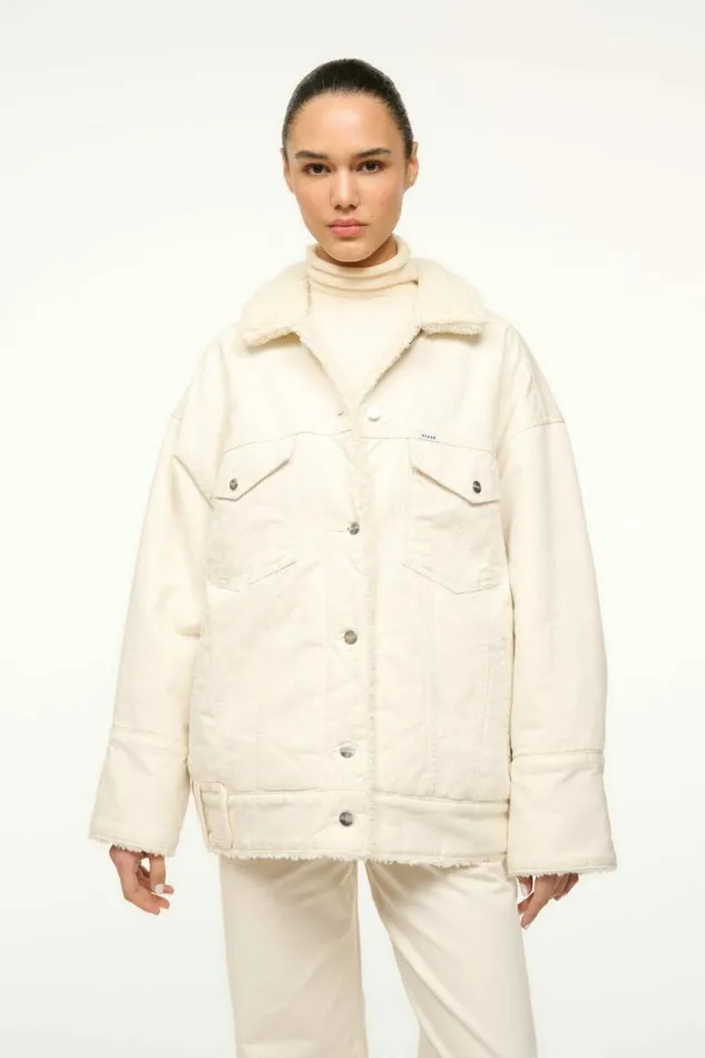 STAUD Denim WRANGLER REVERSIBLE BIGGEST JEAN JACKET Cream 8211 Women