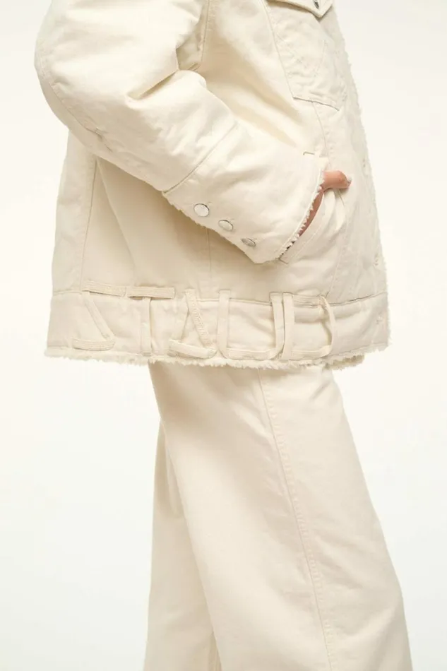 STAUD Denim WRANGLER REVERSIBLE BIGGEST JEAN JACKET Cream 8211 Women