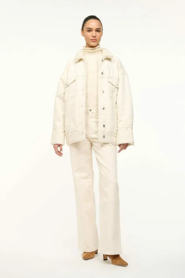 STAUD Denim WRANGLER REVERSIBLE BIGGEST JEAN JACKET Cream 8211 Women