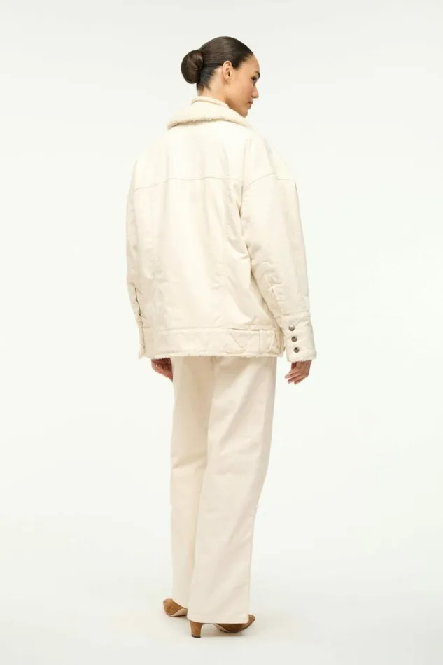 STAUD Denim WRANGLER REVERSIBLE BIGGEST JEAN JACKET Cream 8211 Women