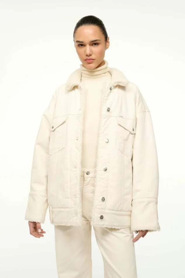 STAUD Denim WRANGLER REVERSIBLE BIGGEST JEAN JACKET Cream 8211 Women