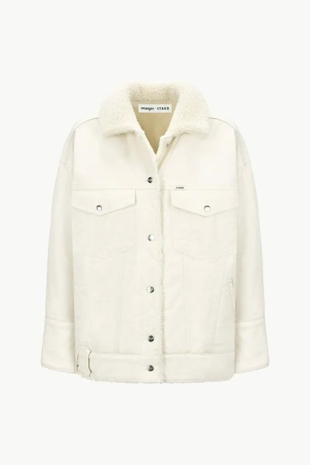 STAUD Denim WRANGLER REVERSIBLE BIGGEST JEAN JACKET Cream 8211 Women
