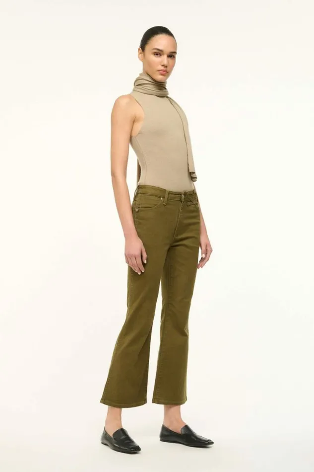 STAUD Denim WRANGLER THE CROPPED BOOT JEAN Sergeant Green 8211 Women STAUD Denim WRANGLER THE CROPPED BOOT JEAN Sergeant Green 8211 Women
