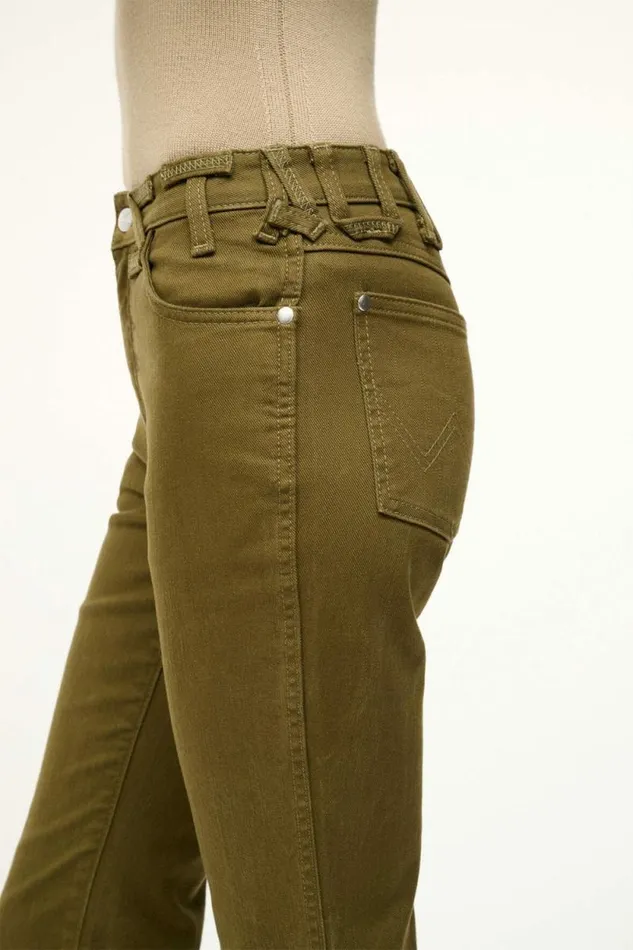 STAUD Denim WRANGLER THE CROPPED BOOT JEAN Sergeant Green 8211 Women STAUD Denim WRANGLER THE CROPPED BOOT JEAN Sergeant Green 8211 Women