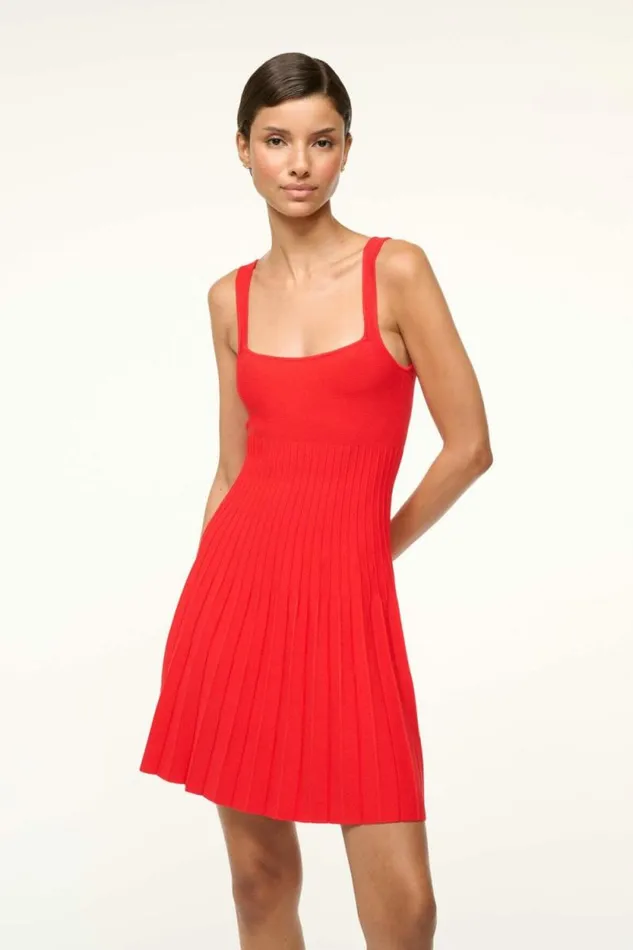 STAUD Dresses MINI ELLISON DRESS Red Rose 8211 Women