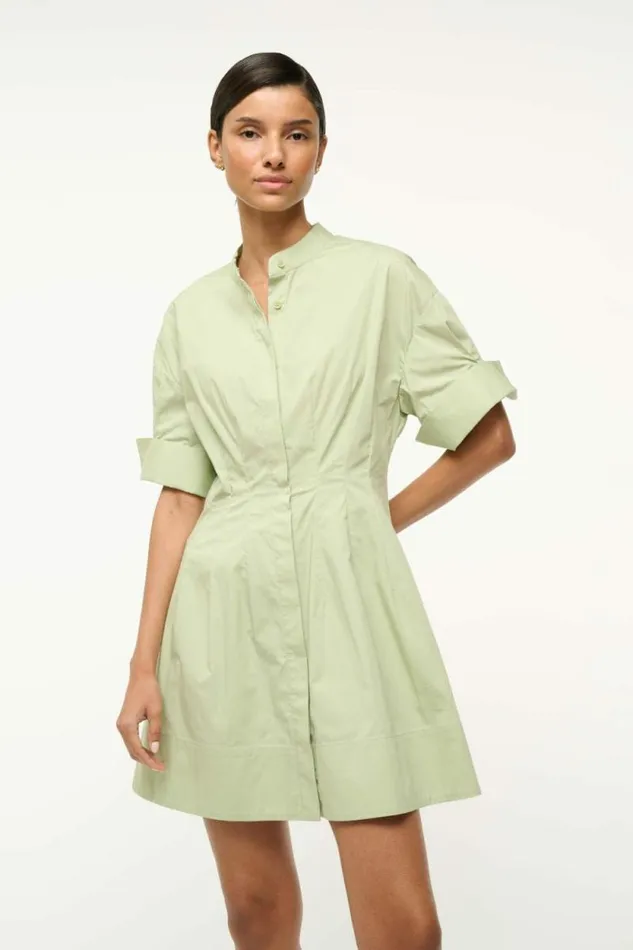 STAUD Dresses MINI LORENZA DRESS Pale Jade 8211 Women STAUD Dresses MINI LORENZA DRESS Pale Jade 8211 Women