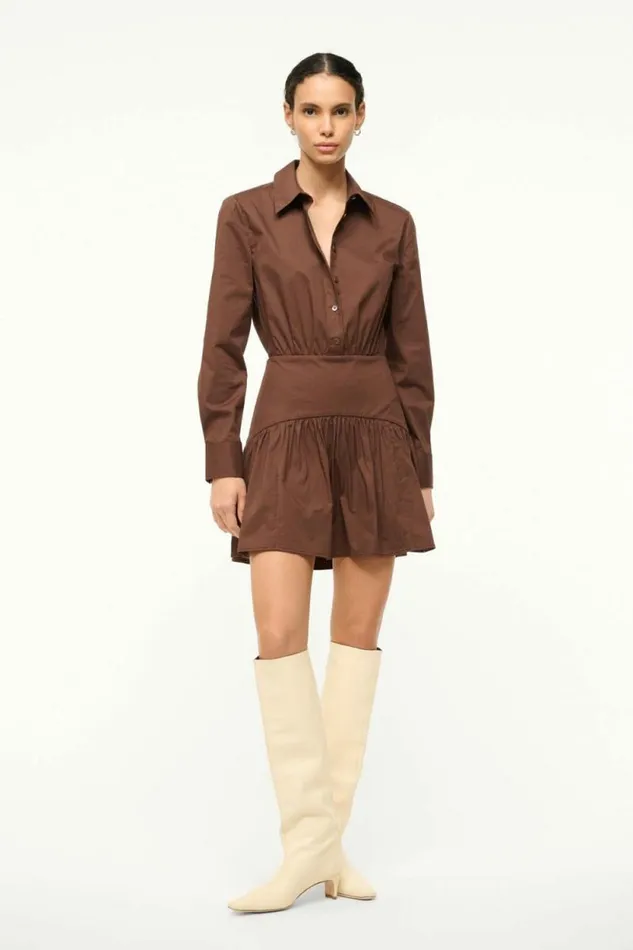 STAUD Dresses ROCCO MINI DRESS Earth 8211 Women STAUD Dresses ROCCO MINI DRESS Earth 8211 Women