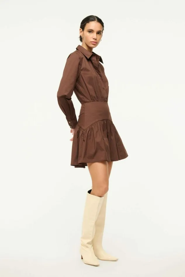 STAUD Dresses ROCCO MINI DRESS Earth 8211 Women STAUD Dresses ROCCO MINI DRESS Earth 8211 Women