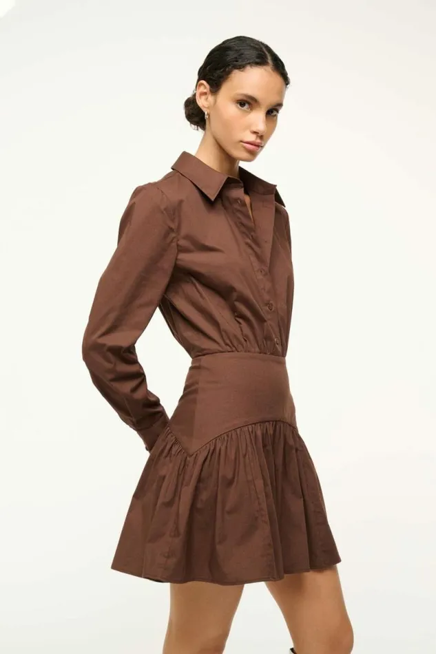 STAUD Dresses ROCCO MINI DRESS Earth 8211 Women STAUD Dresses ROCCO MINI DRESS Earth 8211 Women