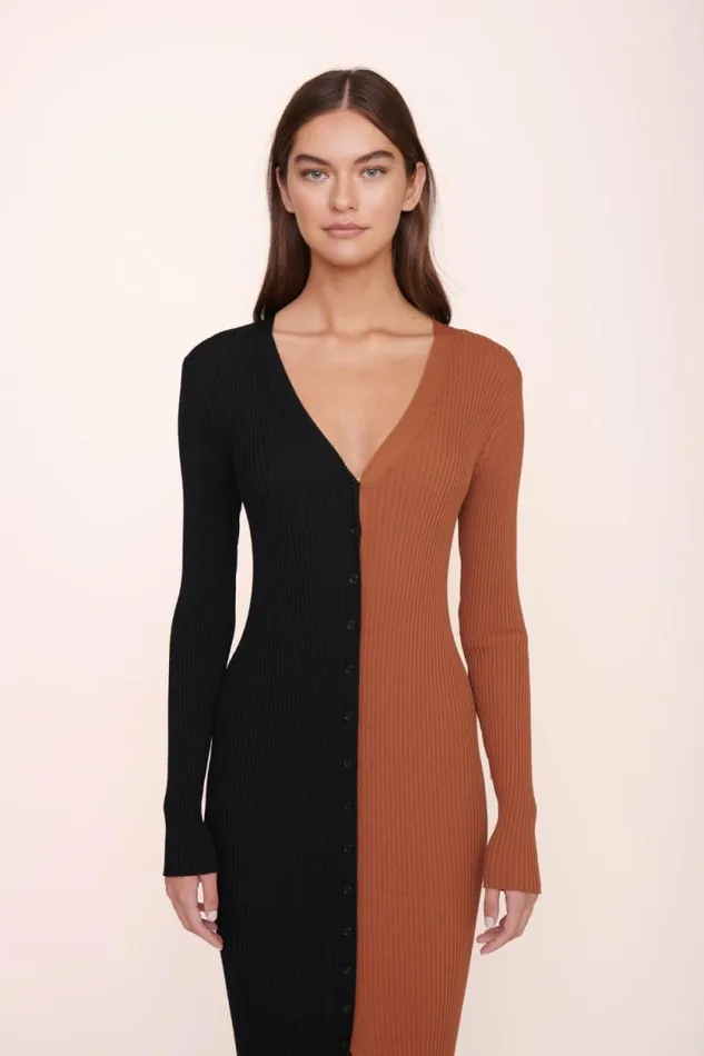 STAUD Dresses SHOKO SWEATER Tan Black 8211 Women
