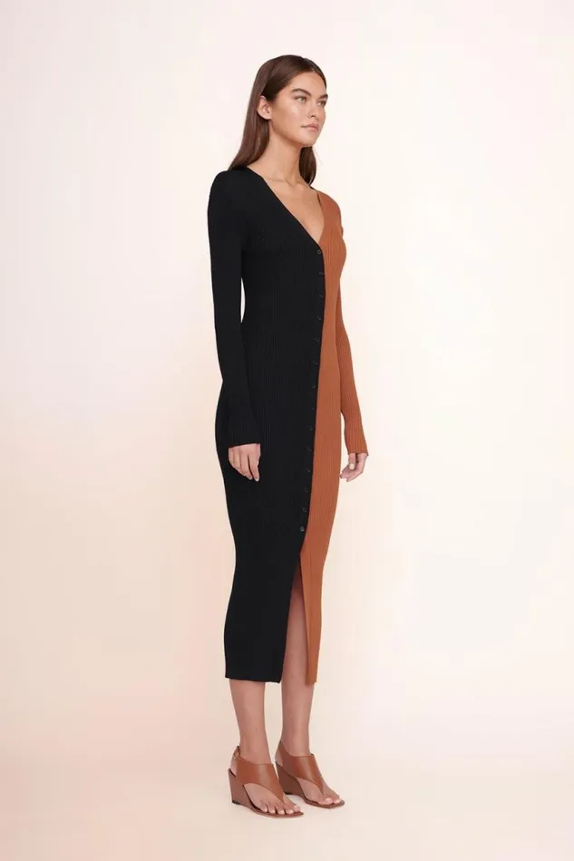 STAUD Dresses SHOKO SWEATER Tan Black 8211 Women