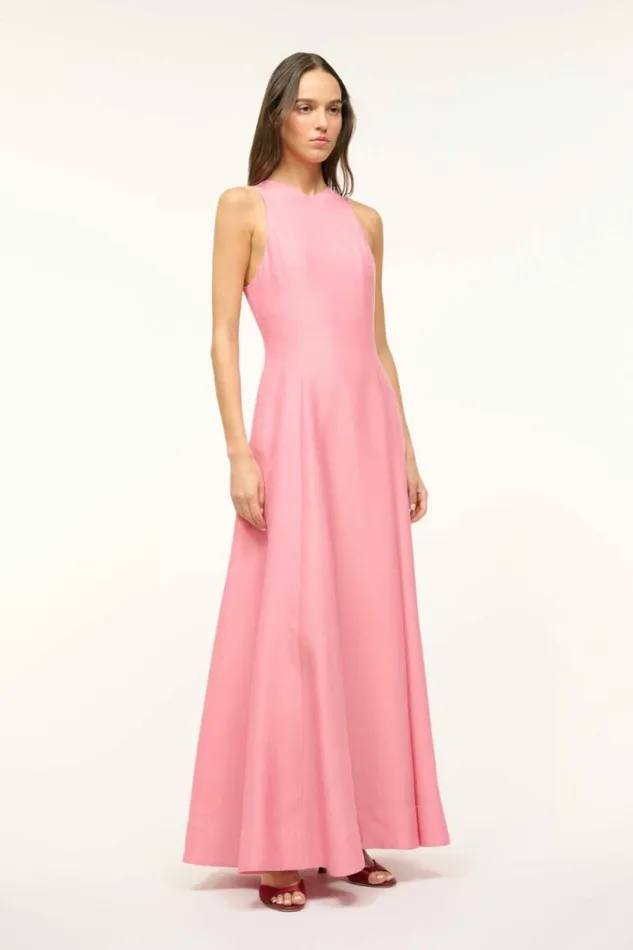 STAUD Silk HEIKE DRESS Damask Pink 8211 Women STAUD Silk HEIKE DRESS Damask Pink 8211 Women