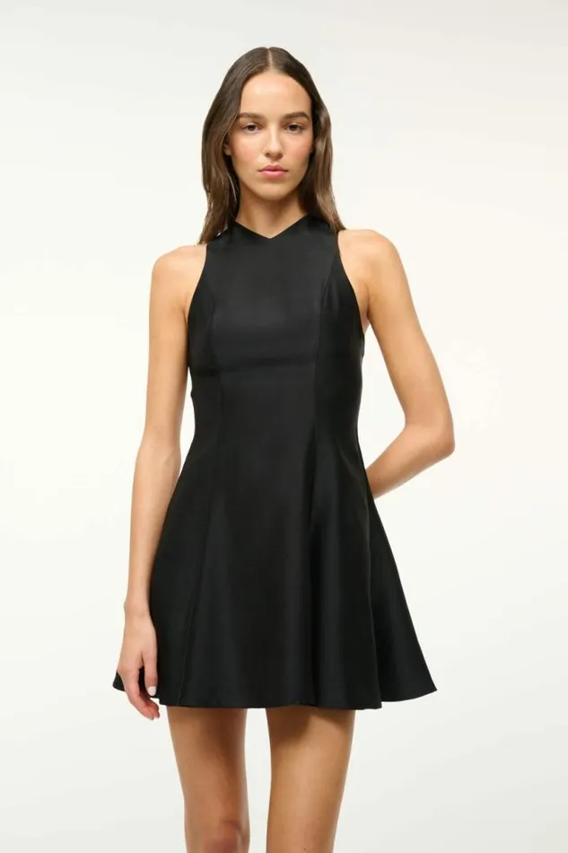 STAUD Silk MINI HEIKE DRESS Black 8211 Women