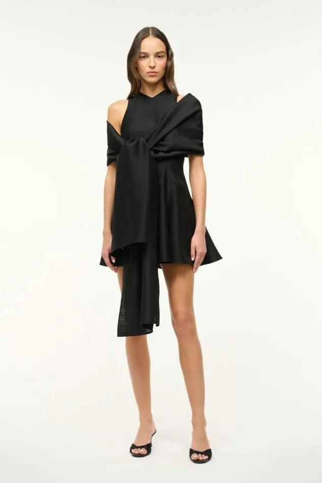 STAUD Silk MINI HEIKE DRESS Black 8211 Women