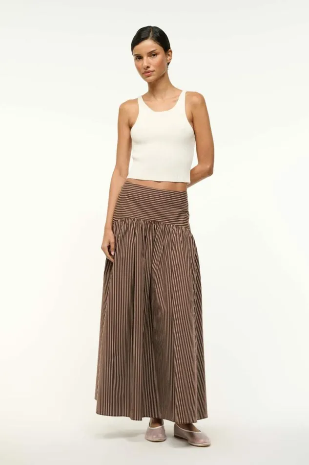 STAUD Skirts PROCIDA SKIRT Dark Oak Micro Stripe 8211 Women