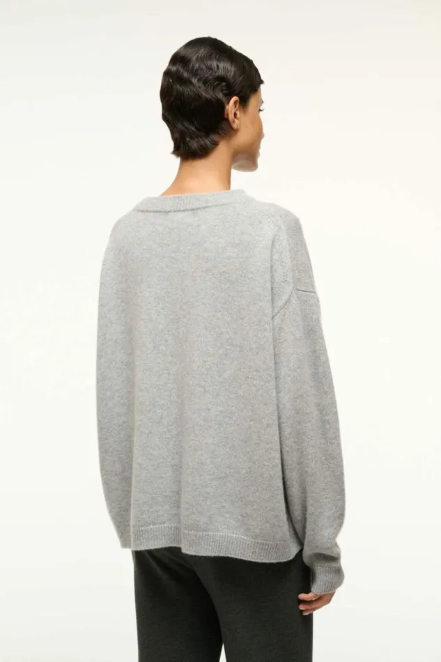 STAUD Sweaters SERRANO CASHMERE RELAXED CREW Heather Grey 8211 Women STAUD Sweaters SERRANO CASHMERE RELAXED CREW Heather Grey 8211 Women