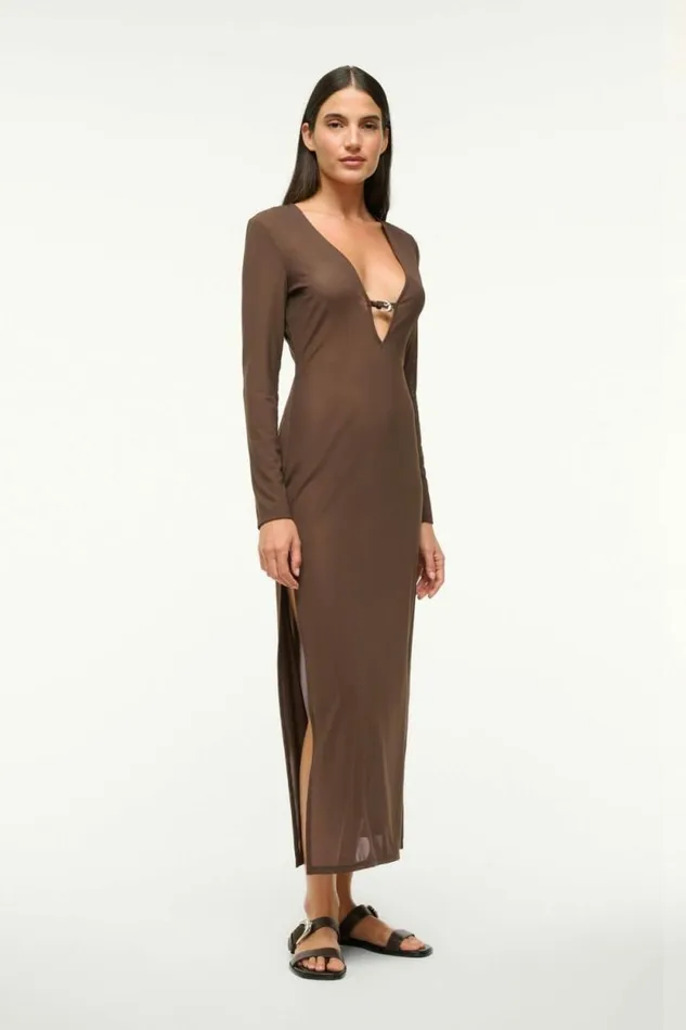 STAUD Swim CLEO DRESS Dark Chocolate 8211 Women