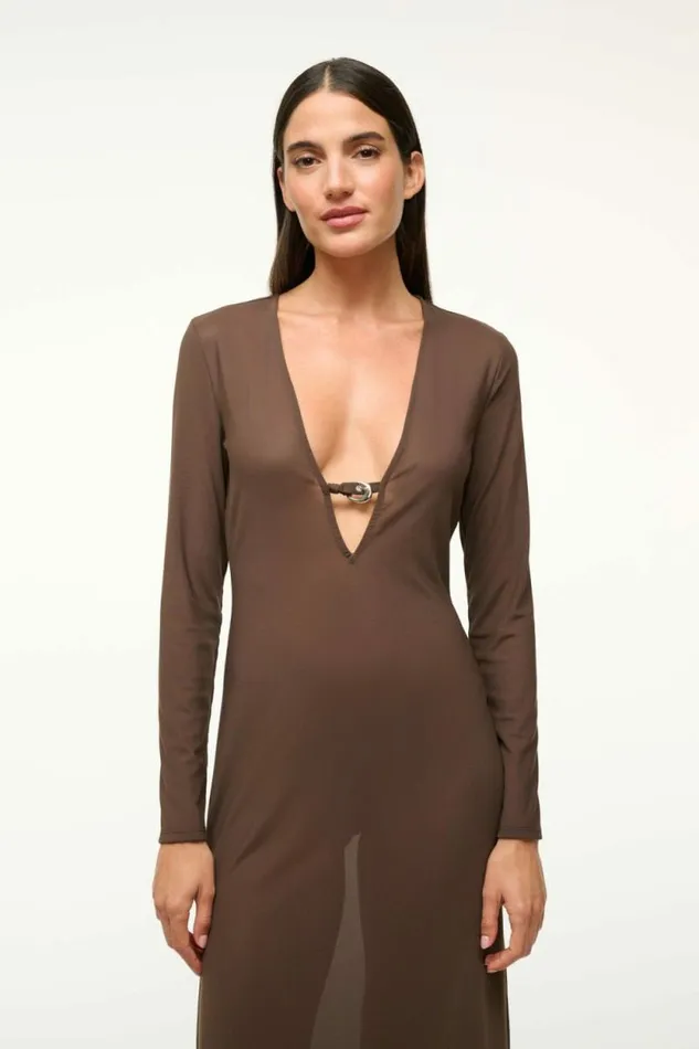 STAUD Swim CLEO DRESS Dark Chocolate 8211 Women