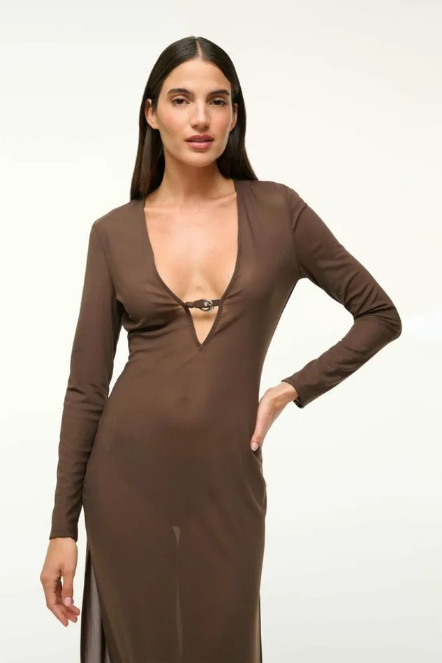 STAUD Swim CLEO DRESS Dark Chocolate 8211 Women