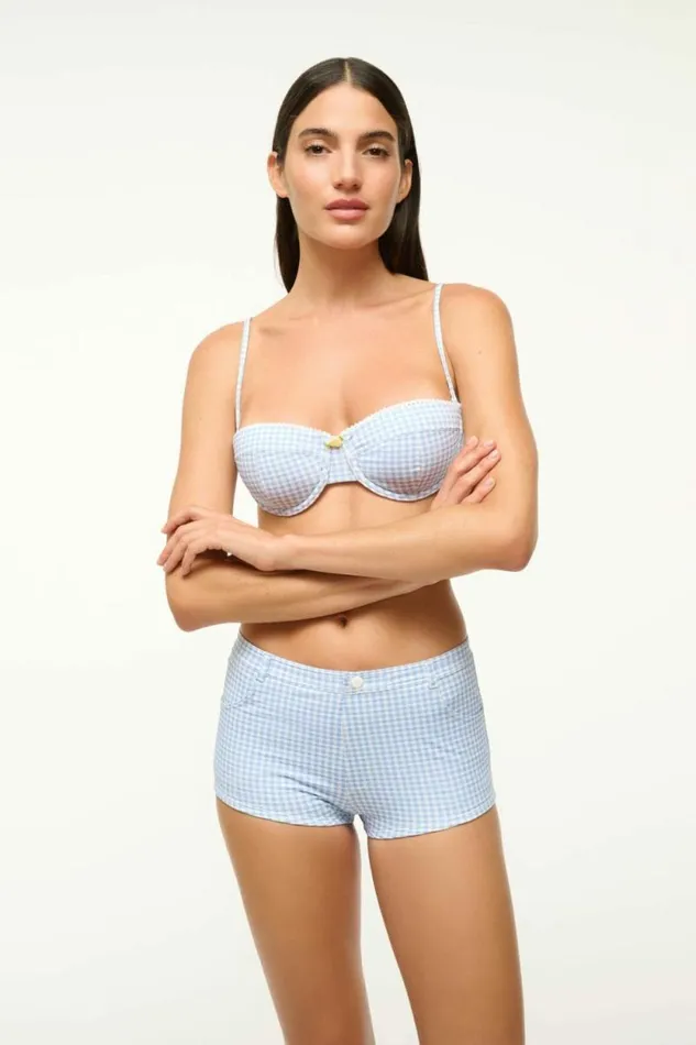 STAUD Swim COD BIKINI BOTTOM Sky Micro Check 8211 Women