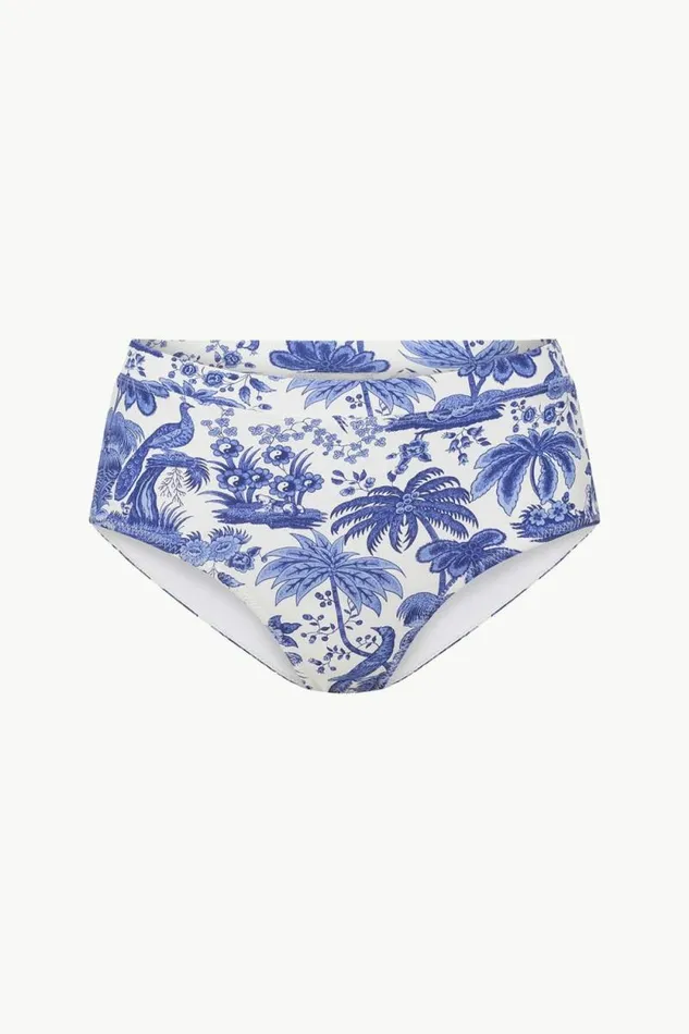 STAUD Swim DEVON HIGH RISE BIKINI BOTTOM Blue Toile 8211 Women
