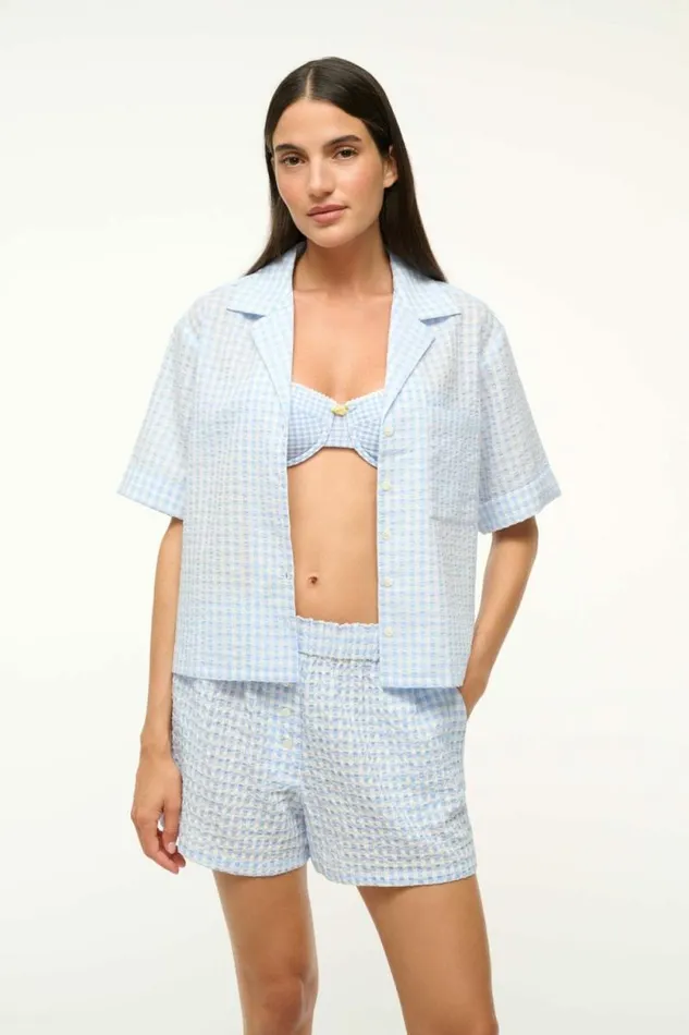 STAUD Swim GABI SHIRT Sky Gingham 8211 Women