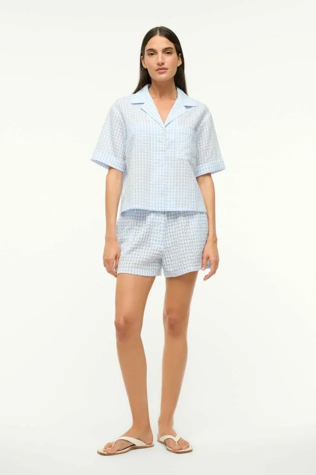STAUD Swim GABI SHIRT Sky Gingham 8211 Women STAUD Swim GABI SHIRT Sky Gingham 8211 Women