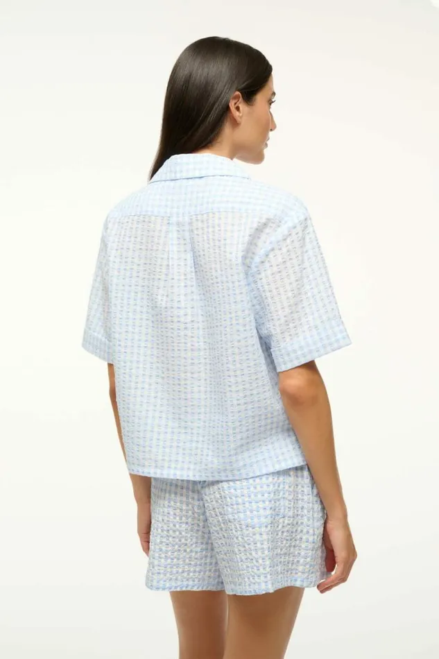 STAUD Swim GABI SHIRT Sky Gingham 8211 Women STAUD Swim GABI SHIRT Sky Gingham 8211 Women
