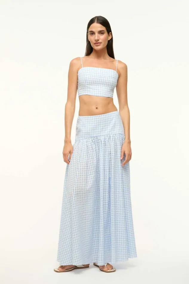 STAUD Swim PROCIDA COVERUP SKIRT Sky Gingham 8211 Women