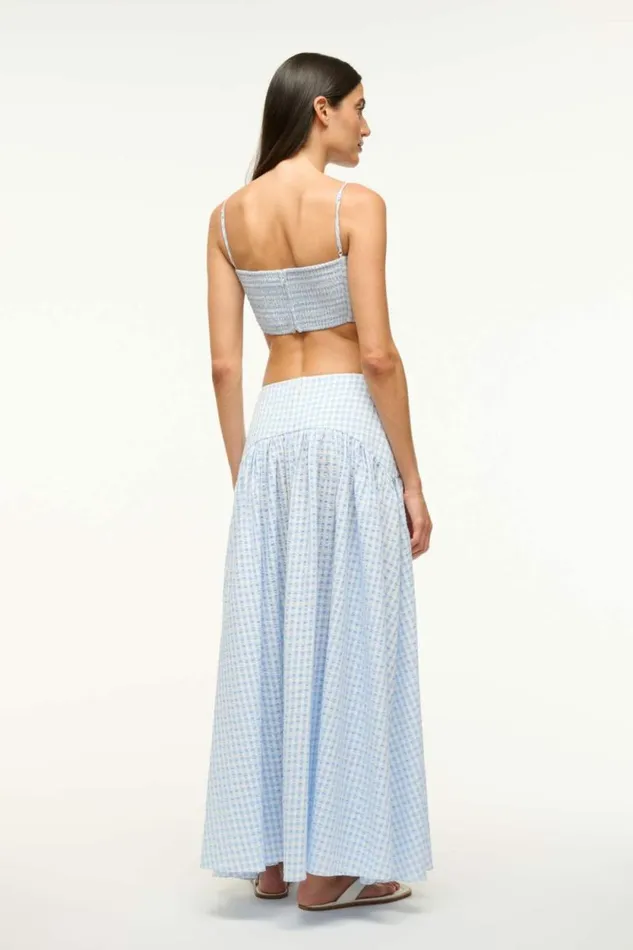 STAUD Swim PROCIDA COVERUP SKIRT Sky Gingham 8211 Women STAUD Swim PROCIDA COVERUP SKIRT Sky Gingham 8211 Women